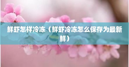 鲜虾怎样冷冻（鲜虾冷冻怎么保存为最新鲜）
