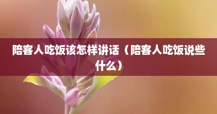 陪客人吃饭该怎样讲话（陪客人吃饭说些什么）