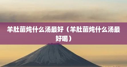 羊肚菌炖什么汤最好（羊肚菌炖什么汤最好喝）