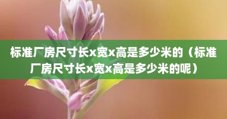 标准厂房尺寸长x宽x高是多少米的（标准厂房尺寸长x宽x高是多少米的呢）