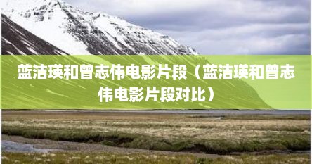 蓝洁瑛和曾志伟电影片段（蓝洁瑛和曾志伟电影片段对比）