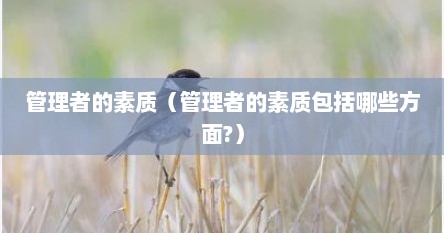 管理者的素质（管理者的素质包括哪些方面?）
