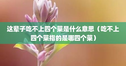 这辈子吃不上四个菜是什么意思（吃不上四个菜指的是哪四个菜）