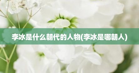 李冰是什么朝代的人物(李冰是哪朝人)