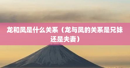 龙和凤是什么关系（龙与凤的关系是兄妹还是夫妻）