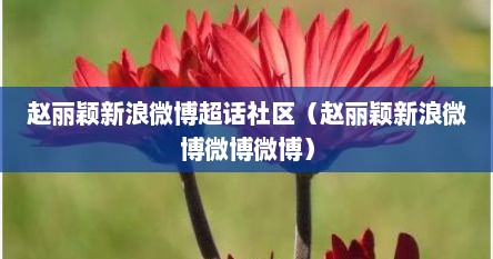 赵丽颖新浪微博超话社区（赵丽颖新浪微博微博微博）