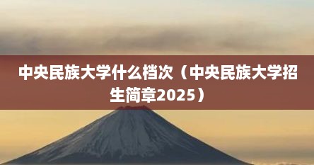 中央民族大学什么档次（中央民族大学招生简章2025）