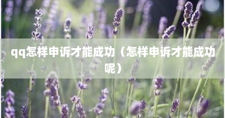 qq怎样申诉才能成功（怎样申诉才能成功呢）