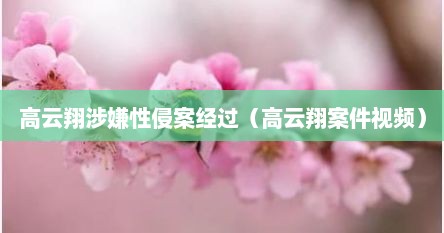 高云翔涉嫌性侵案经过（高云翔案件视频）