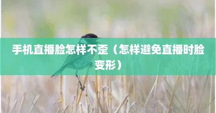 手机直播脸怎样不歪（怎样避免直播时脸变形）