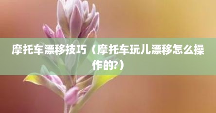 摩托车漂移技巧（摩托车玩儿漂移怎么操作的?）