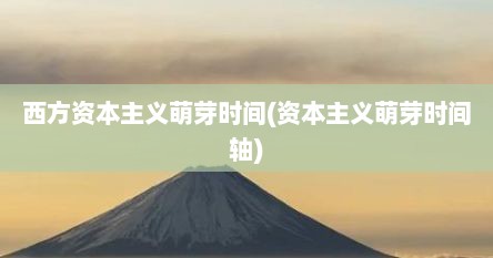 西方资本主义萌芽时间(资本主义萌芽时间轴)