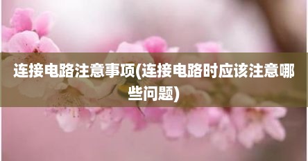 连接电路注意事项(连接电路时应该注意哪些问题)
