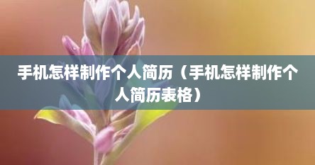 手机怎样制作个人简历（手机怎样制作个人简历表格）