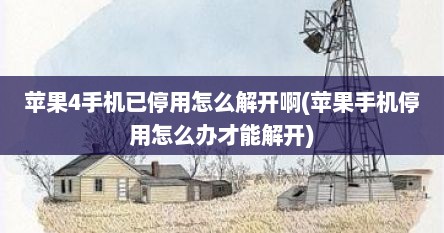 苹果4手机已停用怎么解开啊(苹果手机停用怎么办才能解开)