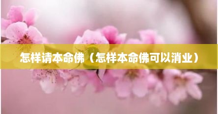 怎样请本命佛（怎样本命佛可以消业）