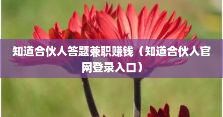 知道合伙人答题兼职赚钱（知道合伙人官网登录入口）