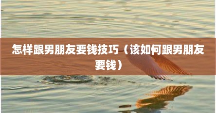 怎样跟男朋友要钱技巧（该如何跟男朋友要钱）