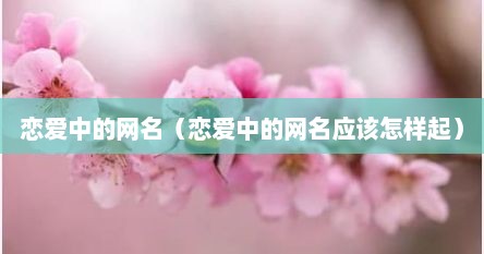 恋爱中的网名（恋爱中的网名应该怎样起）