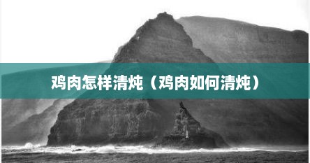 鸡肉怎样清炖（鸡肉如何清炖）