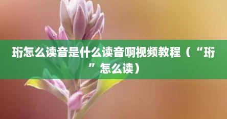 珩怎么读音是什么读音啊视频教程（“珩”怎么读）