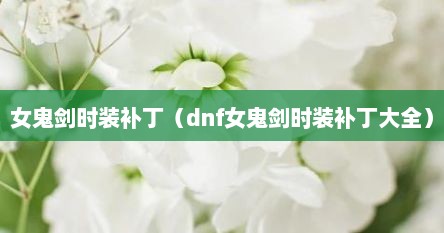 女鬼剑时装补丁（dnf女鬼剑时装补丁大全）