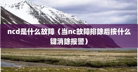 ncd是什么故障（当nc故障排除后按什么键消除报警）