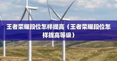 王者荣耀段位怎样提高（王者荣耀段位怎样提高等级）