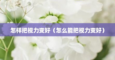 怎样把视力变好（怎么能把视力变好）
