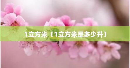 1立方1立方米等于多少升（1立方米是多少毫升）