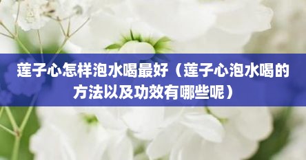 莲子心新鲜的泡水喝正确使用方法（莲子心泡水喝的最佳方法）