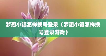 梦想小镇怎样换号登录（梦想小镇怎样换号登录游戏）