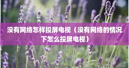 没有网络怎样投屏电视（没有网络的情况下怎么投屏电视）
