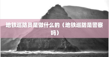 地铁巡防员是做什么的（地铁巡防是警察吗）