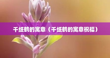 千纸鹤的寓意（千纸鹤的寓意祝福）