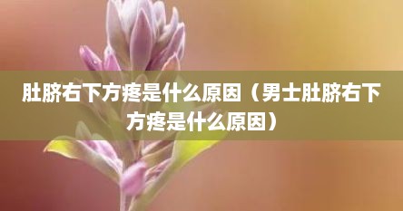 肚脐右下方疼是什么原因（男士肚脐右下方疼是什么原因）