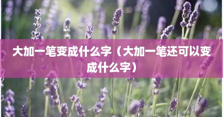 大加一笔变成什么字（大加一笔还可以变成什么字）