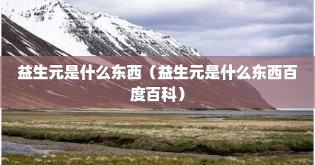益生元是什么东西（益生元是什么东西百度百科）