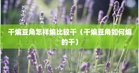 干煸豆角怎样煸比较干（干煸豆角如何煸的干）