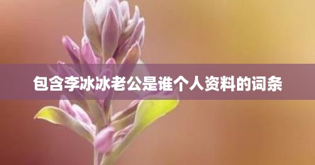 包含李冰冰老公是谁个人资料的词条