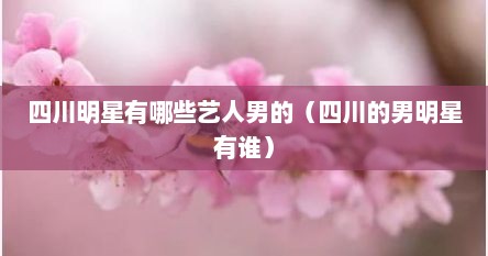 四川明星有哪些艺人男的（四川的男明星有谁）