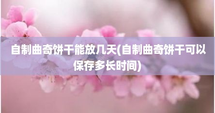 自制曲奇饼干能放几天(自制曲奇饼干可以保存多长时间)