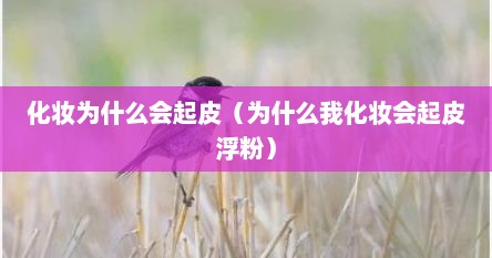 化妆为什么会起皮（为什么我化妆会起皮浮粉）