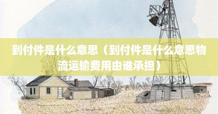 到付件是什么意思（到付件是什么意思物流运输费用由谁承担）