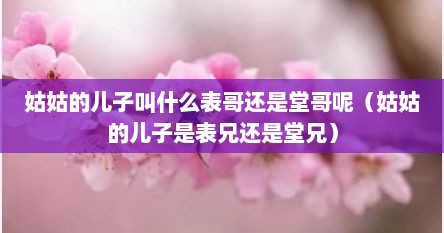 姑姑的儿子叫什么表哥还是堂哥呢（姑姑的儿子是表兄还是堂兄）