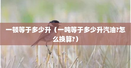 一顿等于多少升（一吨等于多少升汽油?怎么换算?）