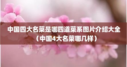 中国四大名菜是哪四道菜系图片介绍大全（中国4大名菜哪几样）