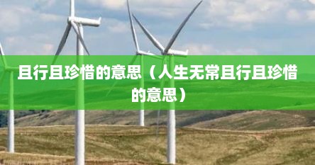 且行且珍惜的意思（人生无常且行且珍惜的意思）