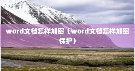 word文档怎样加密（word文档怎样加密保护）