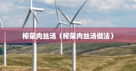 榨菜肉丝汤（榨菜肉丝汤做法）